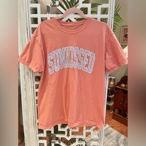 Sunkissed Coconut Coral & blue “Sunkissed” Tee 100% cotton